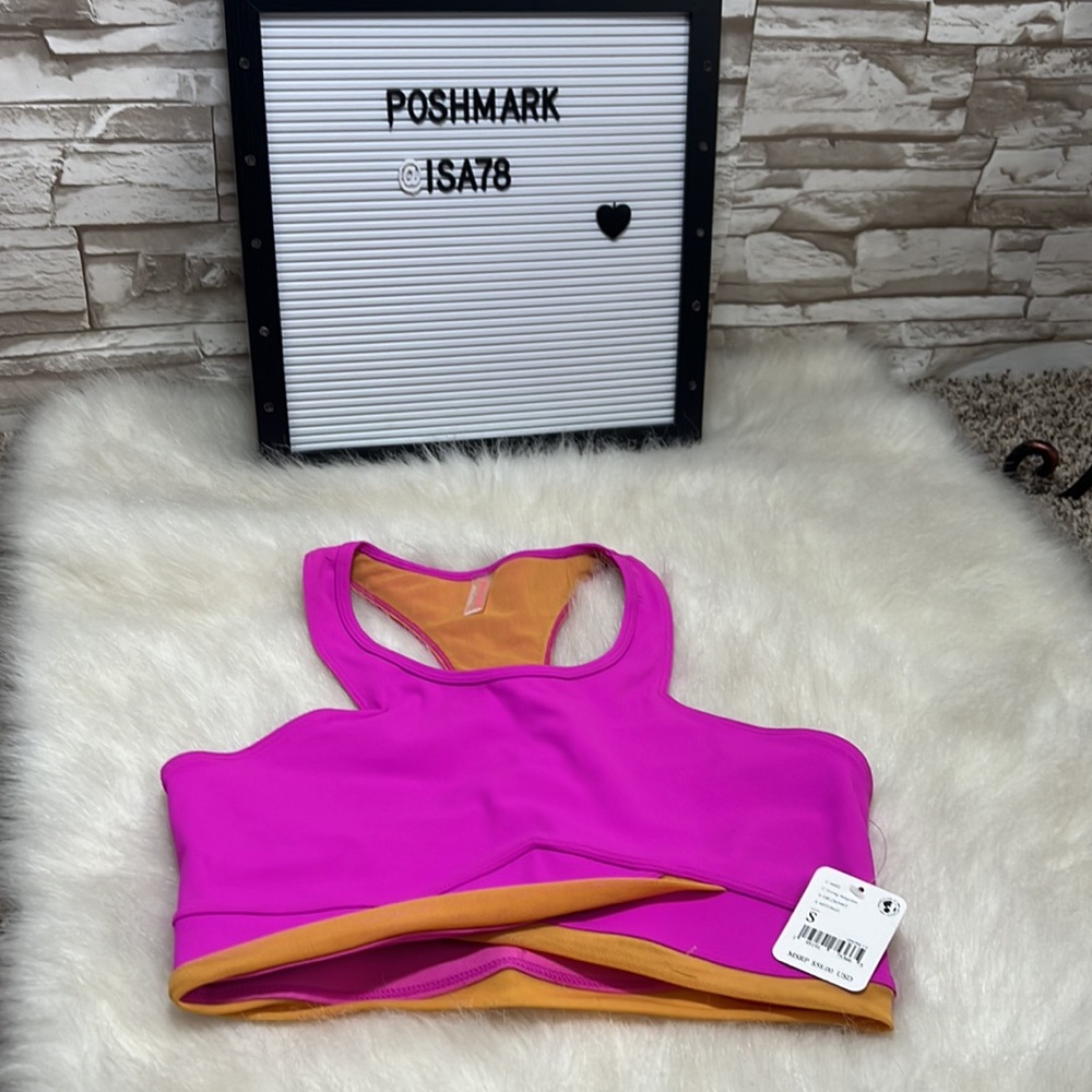 FREE PEOPLE MOVEMENT Palm Springs Bra In Living Magenta. - Picture 7 of 11